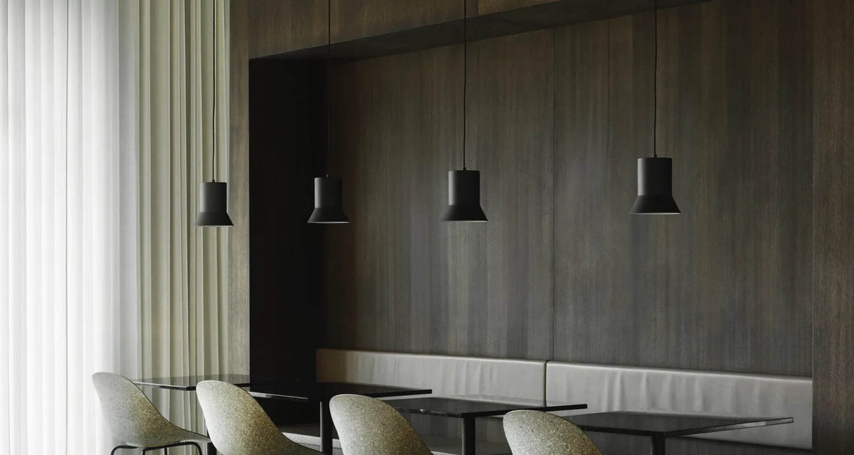 Hat Lamp by Normann Copenhagen, showing hat lamp in live shot.