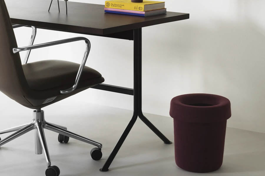 Hide Office Bin by Normann Copenhagen, showing hide office bin in live shot.