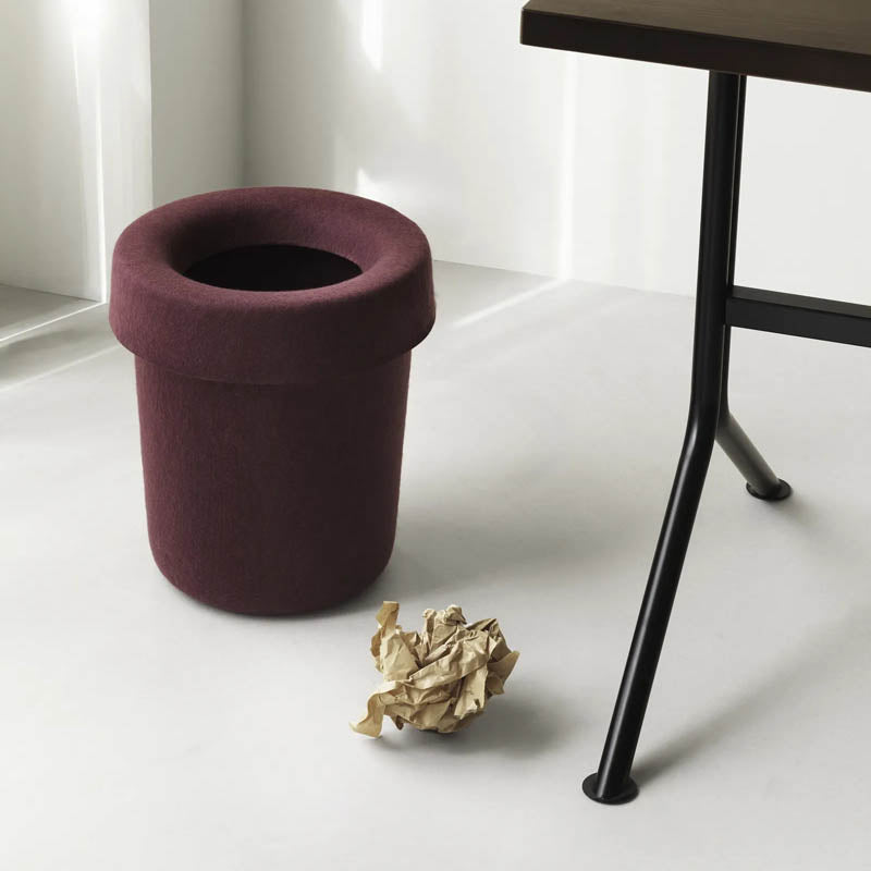 Hide Office Bin by Normann Copenhagen, showing hide office bin in live shot.
