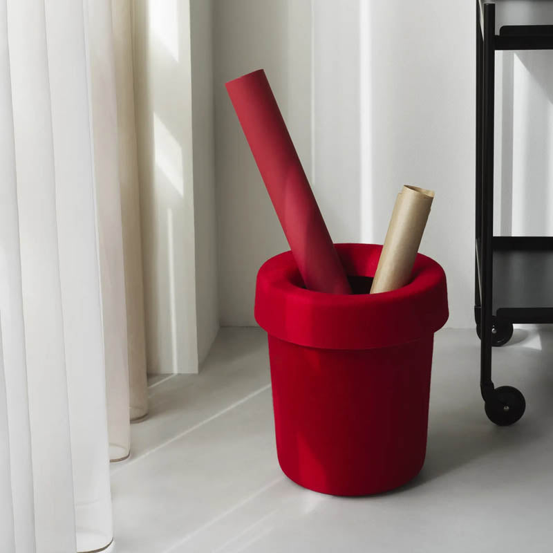Hide Office Bin by Normann Copenhagen, showing hide office bin in live shot.