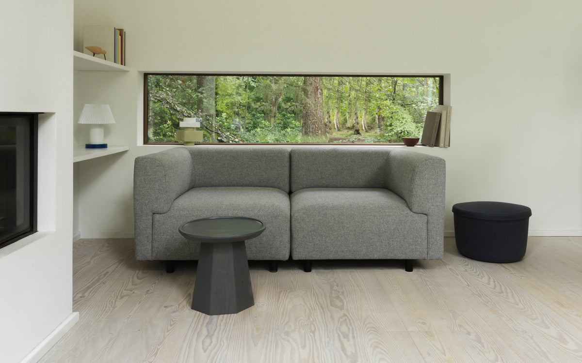 Hide Storage Pouf by Normann Copenhagen, showing hide storage pouf in live shot.