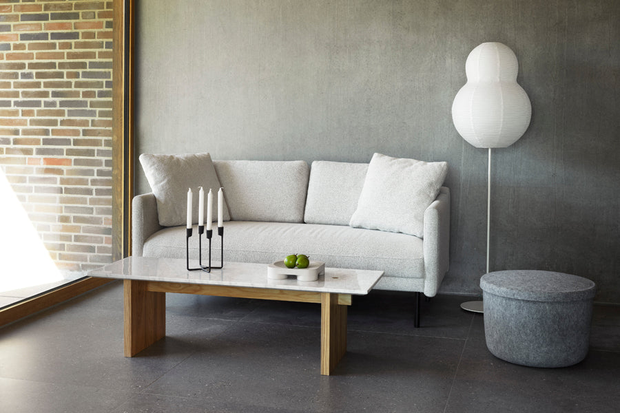 Hide Storage Pouf by Normann Copenhagen, showing hide storage pouf in live shot.