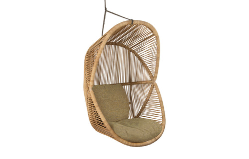 Hive Hanging Chair with Rope by Cane-Line - Natural Weave *, Turmeric Yellow Rise Seat/Back Set.