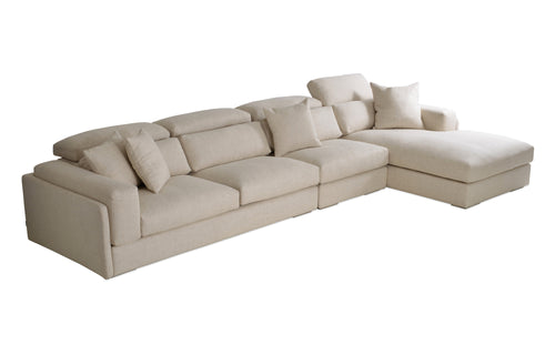 Hollywood Sectional Sofa by SohoConcept - Large, Right Hand Face, Cream Tweed Fabric.