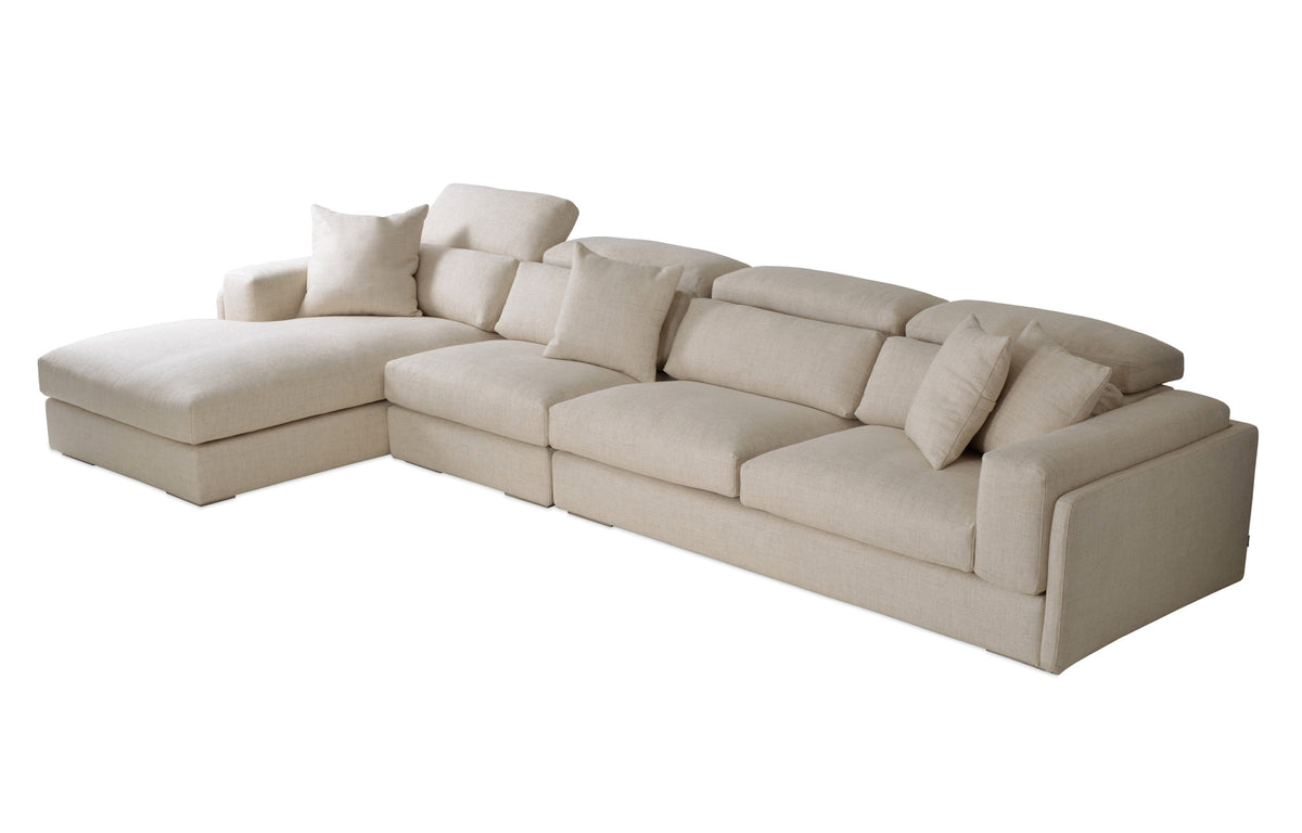 Hollywood Sectional Sofa by SohoConcept - Large, Left Hand Face, Cream Tweed Fabric.