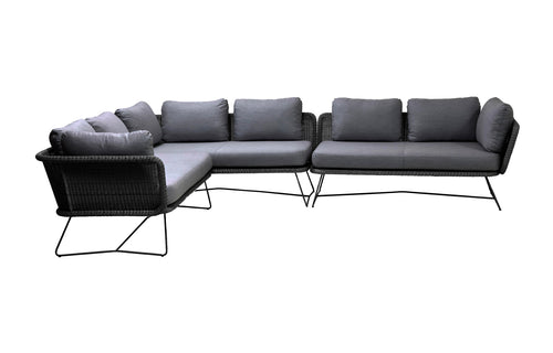 Horizon Lounge Configuration 1 by Cane-Line - Black Frame/Grey Cushions.