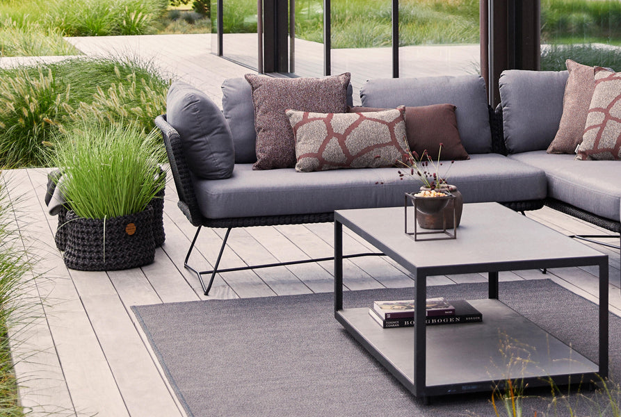 Horizon Lounge Configuration 2 by Cane-Line, showing closeup view of horizon lounge configuration 2 in live shot.