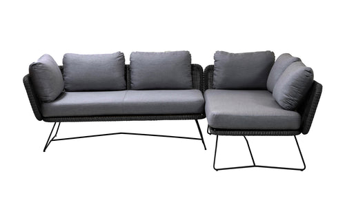 Horizon Lounge Configuration 2 by Cane-Line - Black Frame/Grey Cushions.