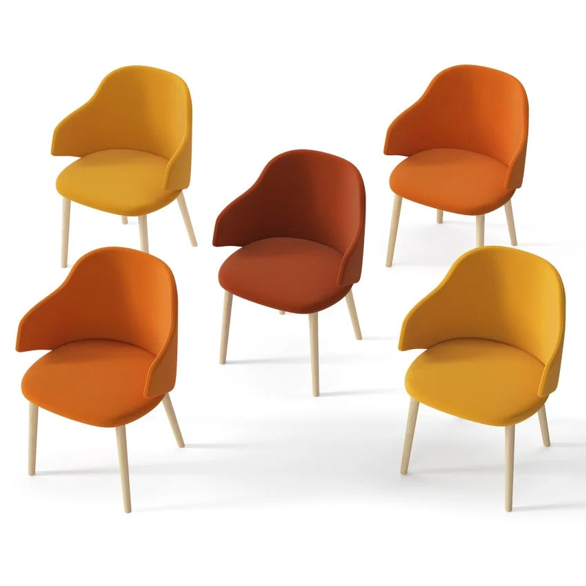 Host Wood Arm Chair by Kollektiff, showing angle view of host wood arm chairs in natural ashwood.