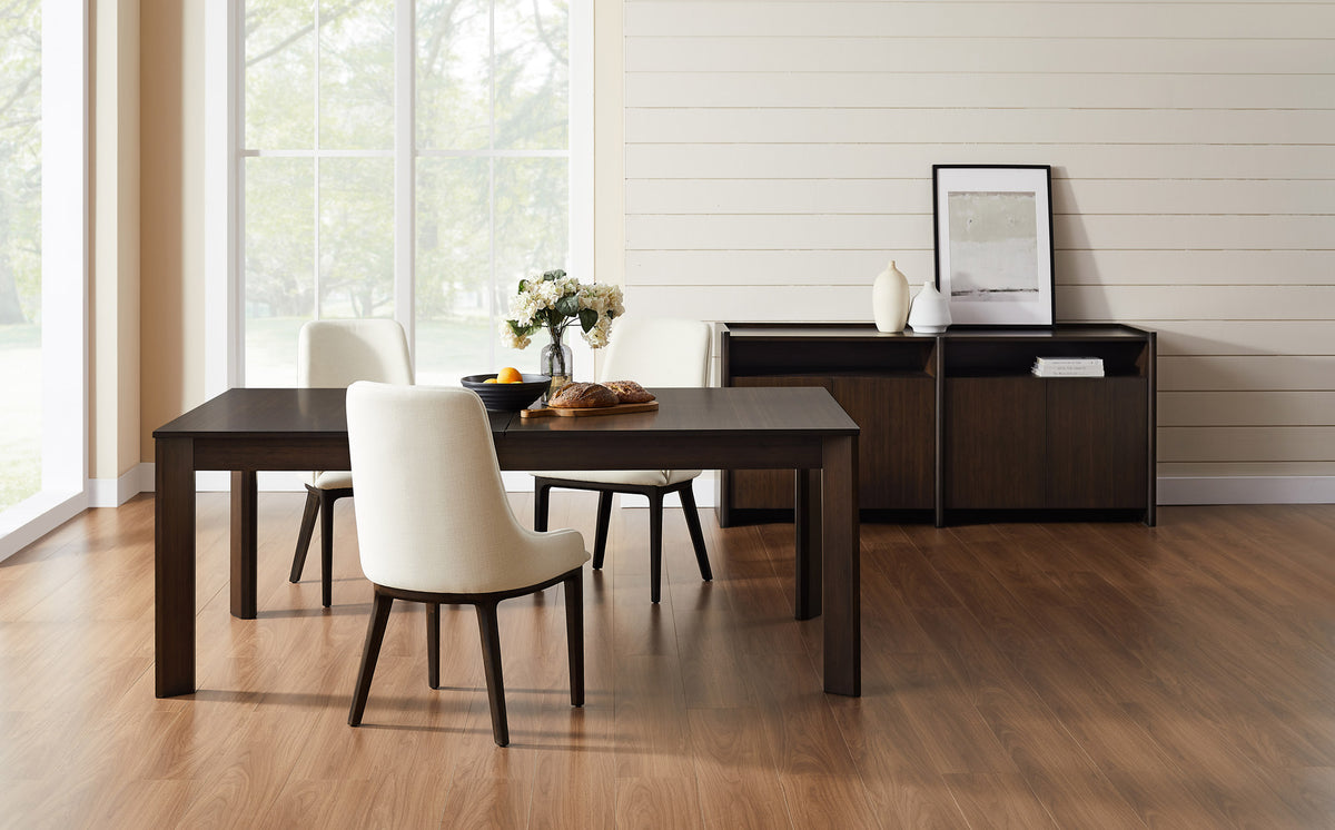 Hudson Extendable Dining Table by Greenington, showing hudson extendable dining table in live shot.