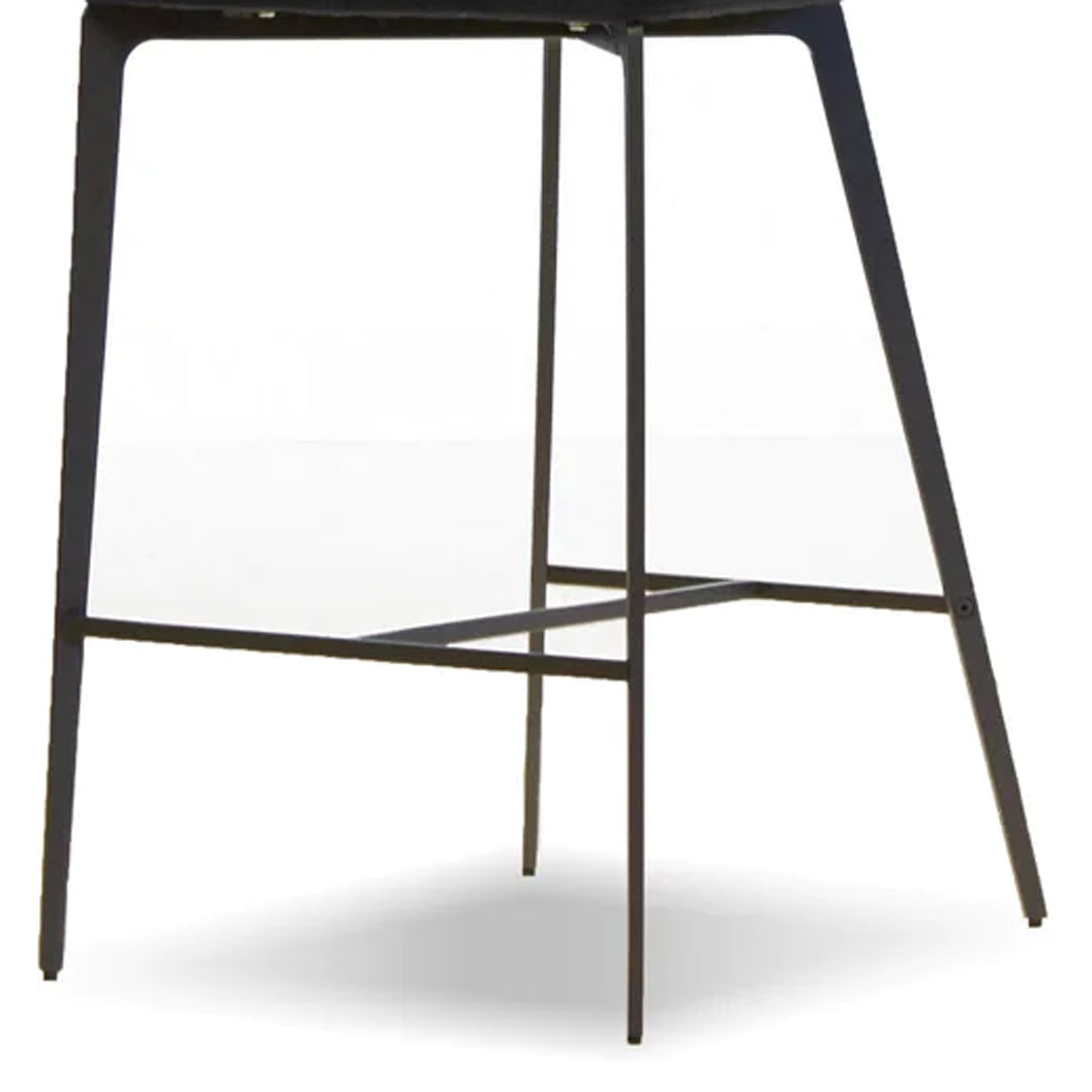 Hug Counter Stool by Mobital, showing base view of hug counter stool in black powder coated legs.