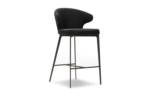 Hug Counter Stool by Mobital - Coal Fabric/ Black Powder Coated Legs.