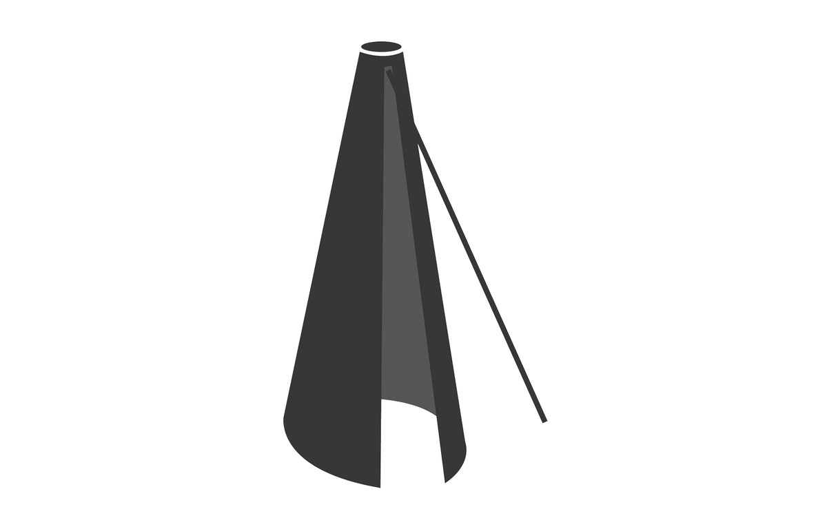 Hyde Luxe Parasol by Cane-Line, showing cover for hyde luxe parasol in black.