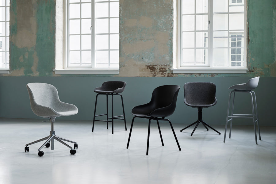 Hyg Front Upholstery 4L Swivel Chair by Normann Copenhagen, showing hyg front upholstery 4l swivel chair in live shot.
