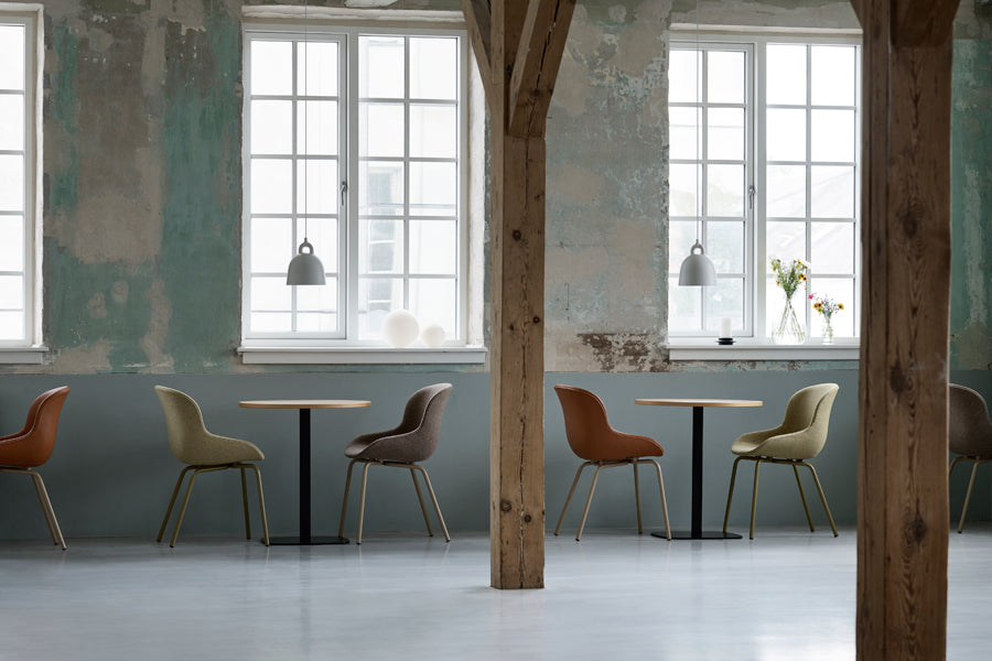 Hyg Full Upholstery Chair by Normann Copenhagen, showing hyg full upholstery chairs in live shot.