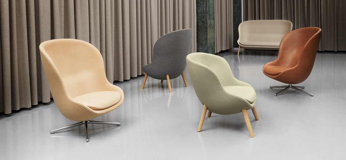 Hyg Lounge Chair by Normann Copenhagen, showing hyg lounge chairs in live shot.