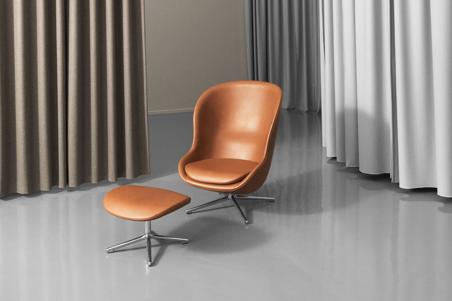 Hyg Lounge Swivel Chair by Normann Copenhagen, showing hyg lounge swivel chair in live shot.