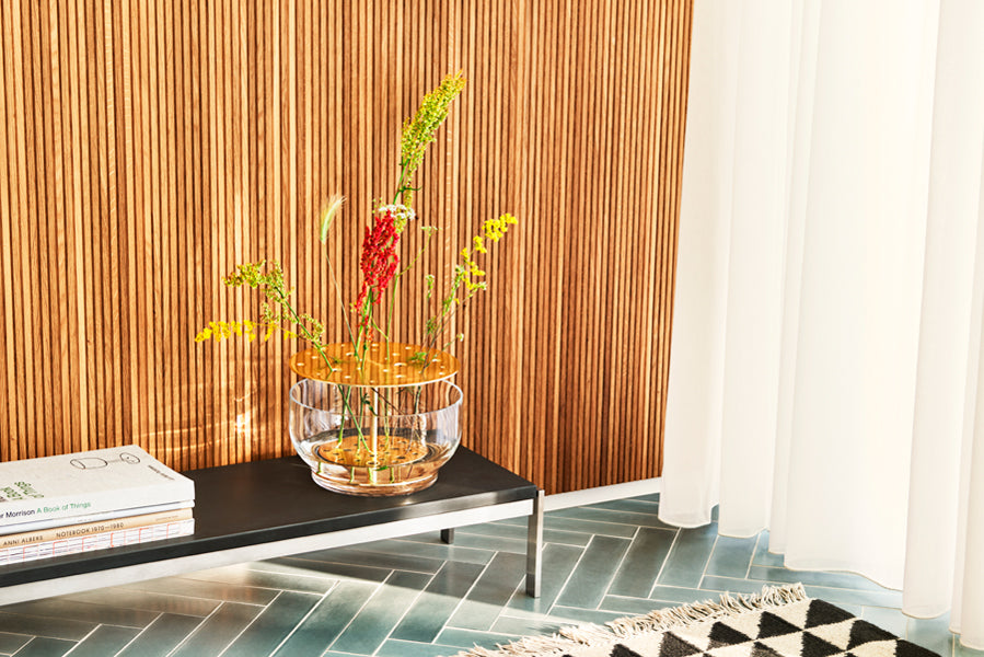 Ikebana Vase by Fritz Hansen, showing ikebana vase in lives hot.