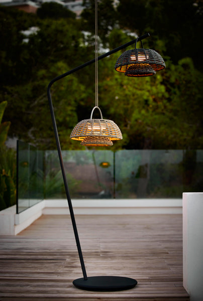 Illusion Hanging Lamp by Cane-Line, showing illusion hanging lamps in live shot.