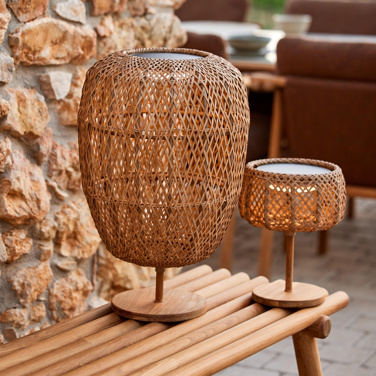 llusion Table Lamp by Cane-Line, showing illusion table lamps in live shot.
