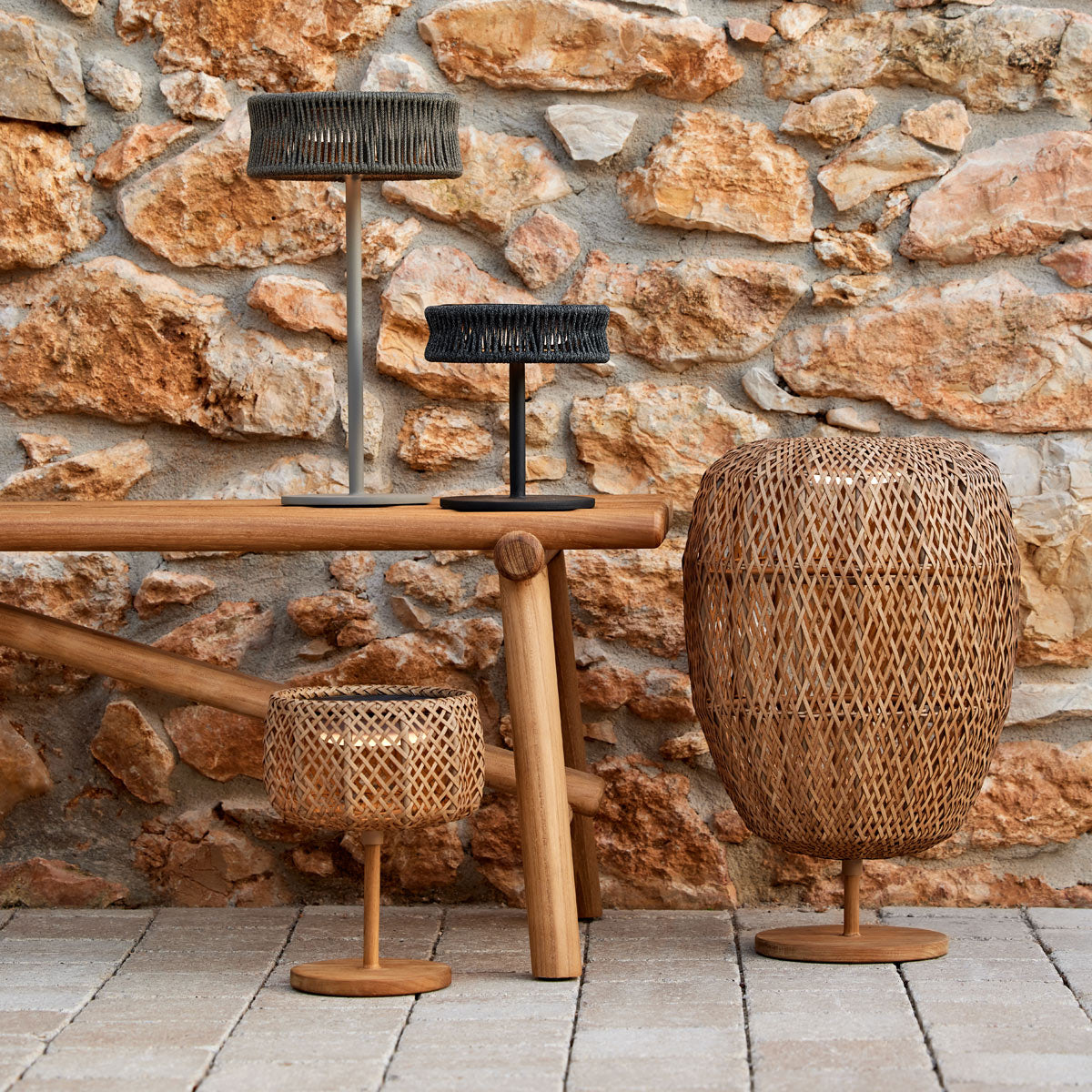 llusion Table Lamp by Cane-Line, showing illusion table lamps in live shot.