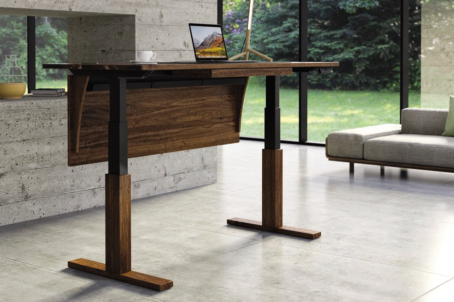 Invigo 26" x 48" Sit-Stand Desks Rectangle with Cutout Wire Pass Grommet (Right) by Copeland Furniture, showing invigo 26" x 48" sit-stand desks rectangle with cutout wire pass grommet (right) in live shot