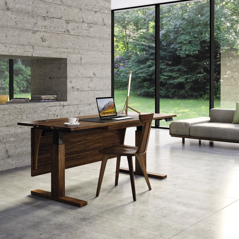 Invigo 30" x 60" Sit-Stand Rectangle Desk with Cutout Wire Pass Grommet (Right) by Copeland Furniture, showing invigo 30" x 60" sit-stand rectangle desk with cutout wire pass grommet (right) in live shot
