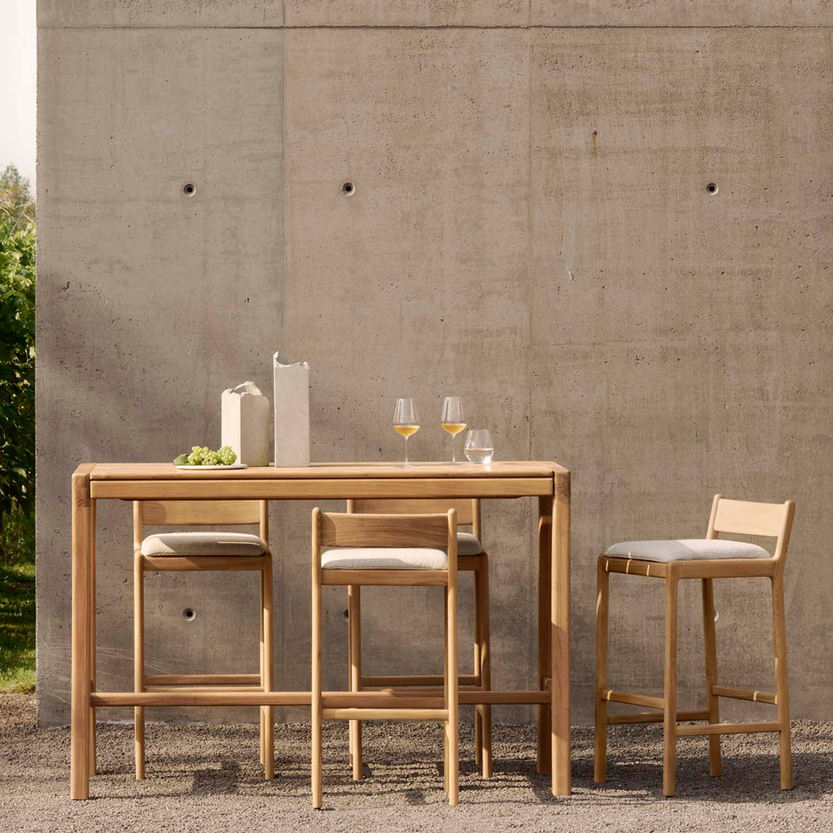 Jack Outdoor Bar Stool by Ethnicraft, showing jack outdoor bar stool in the live shot.