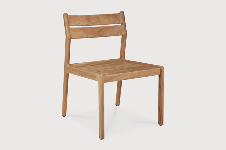 Jack Outdoor Dining Chair by Ethnicraft, showing angle view of jack outdoor dining chair in studio shot.