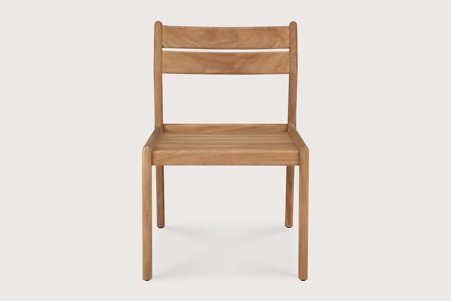 Jack Outdoor Dining Chair by Ethnicraft, showing front view of jack outdoor dining chair in studio shot.