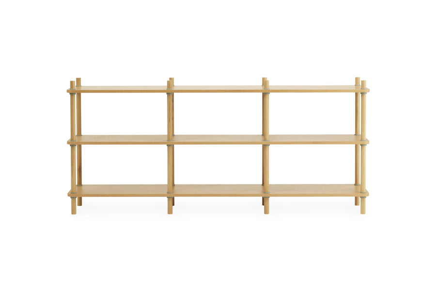 Jam Bookcase by Normann Copenhagen, showing front view of jam bookcase in 8 poles/oak.