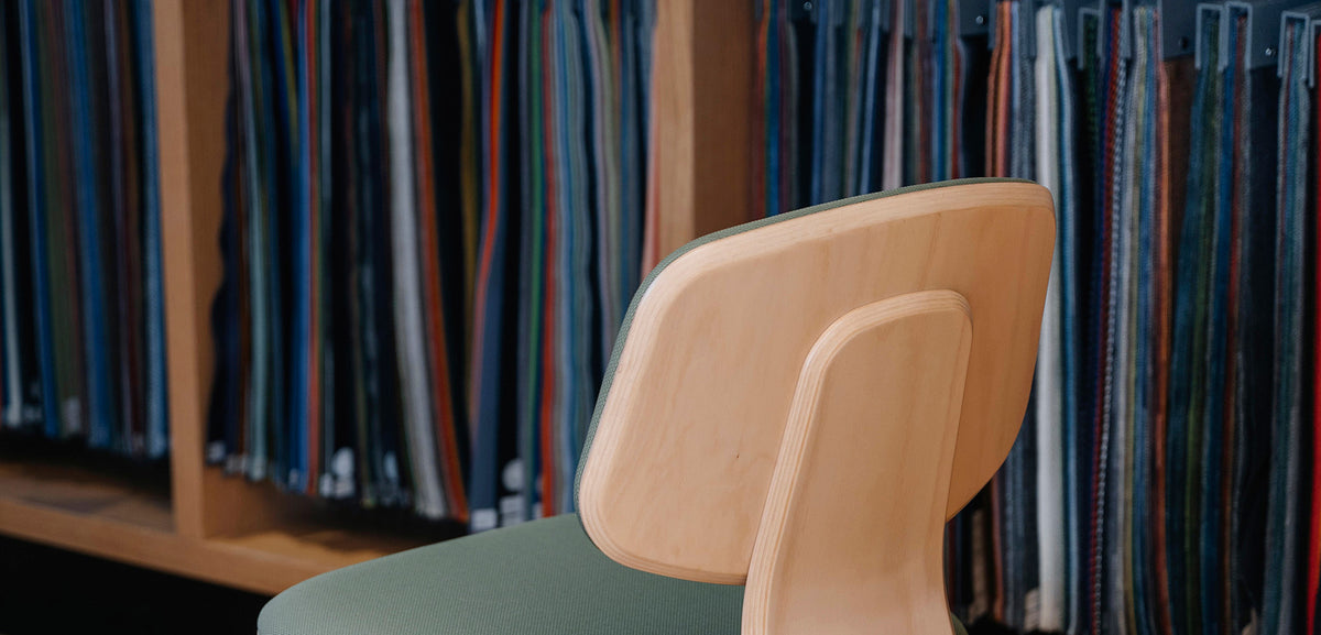 Jay Swivel Office Chair by Kollektiff, showing closeup view of jay swivel office chair in live shot.