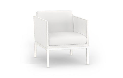 Jaydu 1-Seater Lounge Sofa by Mamagreen - Sand Category A, Stamskin Faux Leather Category, White Sunbrella Cushion.