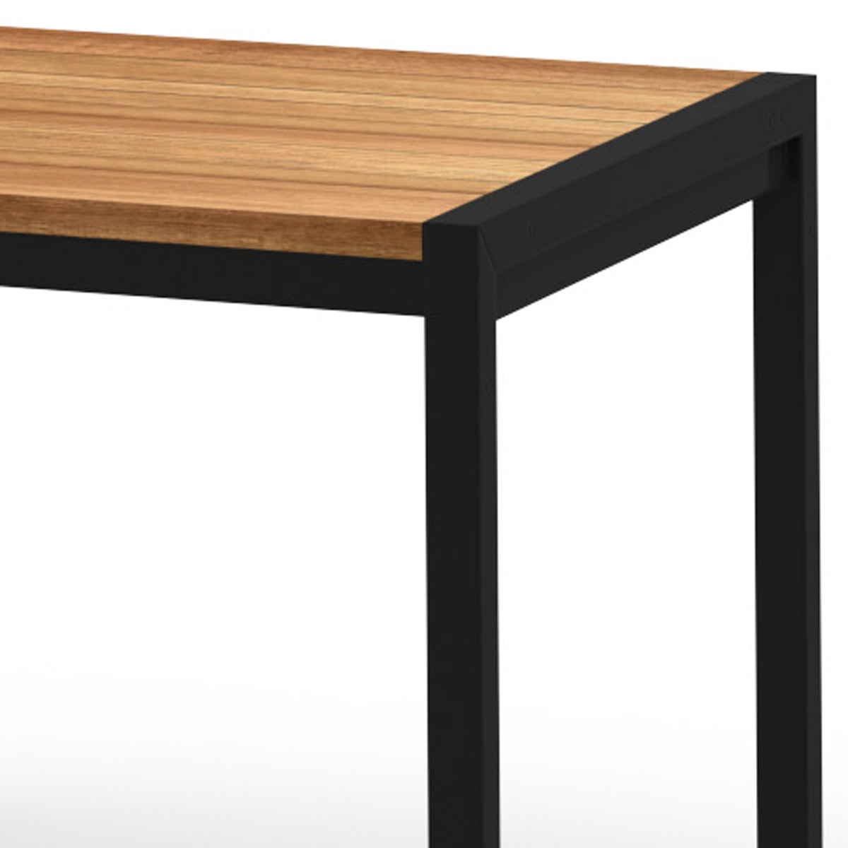 Jaydu Teak End Table by Mamagreen, showing closeup view of jaydu teak end table in black sand aluminum.