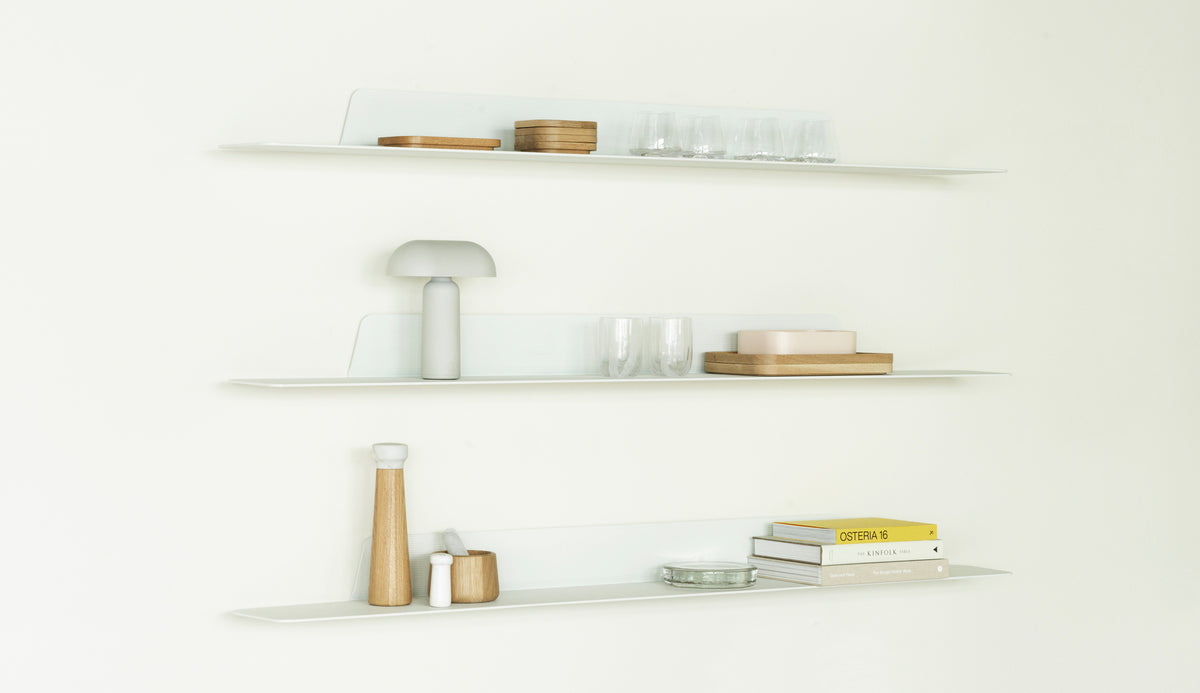 Jet Shelf by Normann Copenhagen, showing jet shelves in live shot.