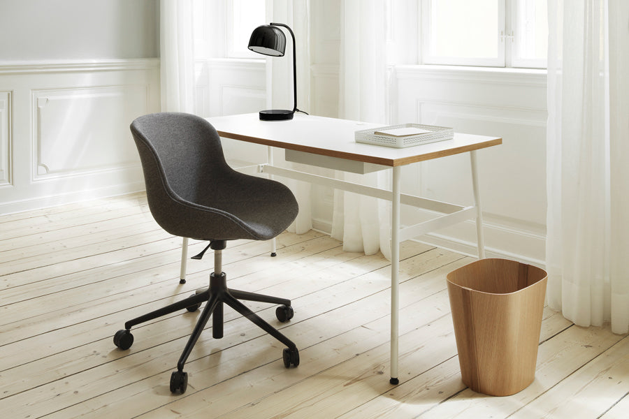 Journal Desk by Normann Copenhagen, showing journal desk with chair in live shot.