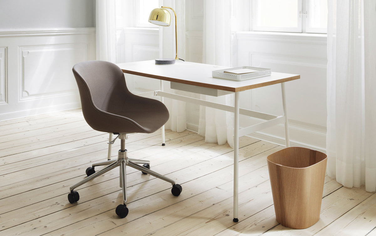 Journal Desk by Normann Copenhagen, showing journal desk with chair in live shot.