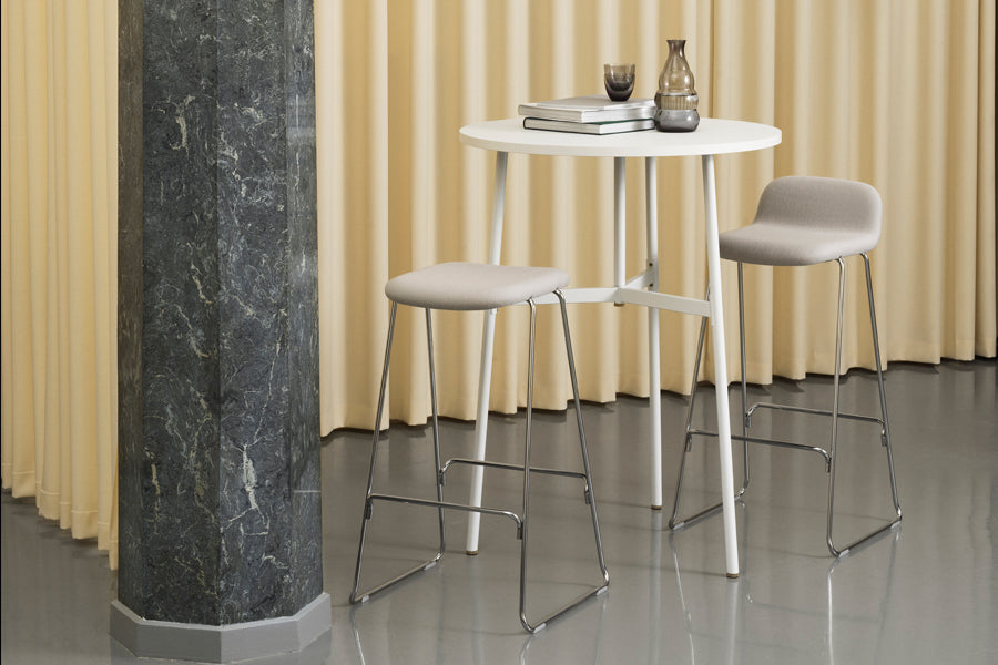 Just Full Upholstery Barstool by Normann Copenhagen, showing just full upholstery barstool in live shot.
