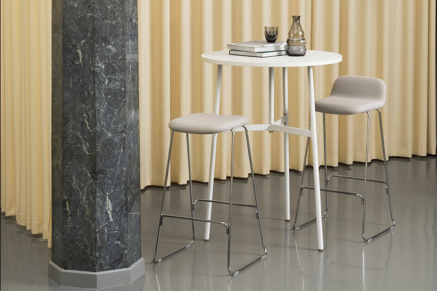 Just Full Upholstery Barstool with Backrest by Normann Copenhagen, showing just full upholstery barstool with backrest in live shot.