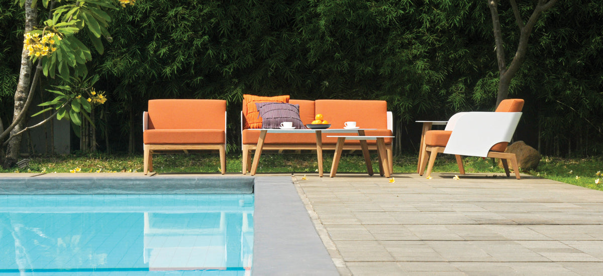 Kaat Teak 1-Seater Sofa by Mamagreen, showing kaat teak 1-seater sofas in live shot.