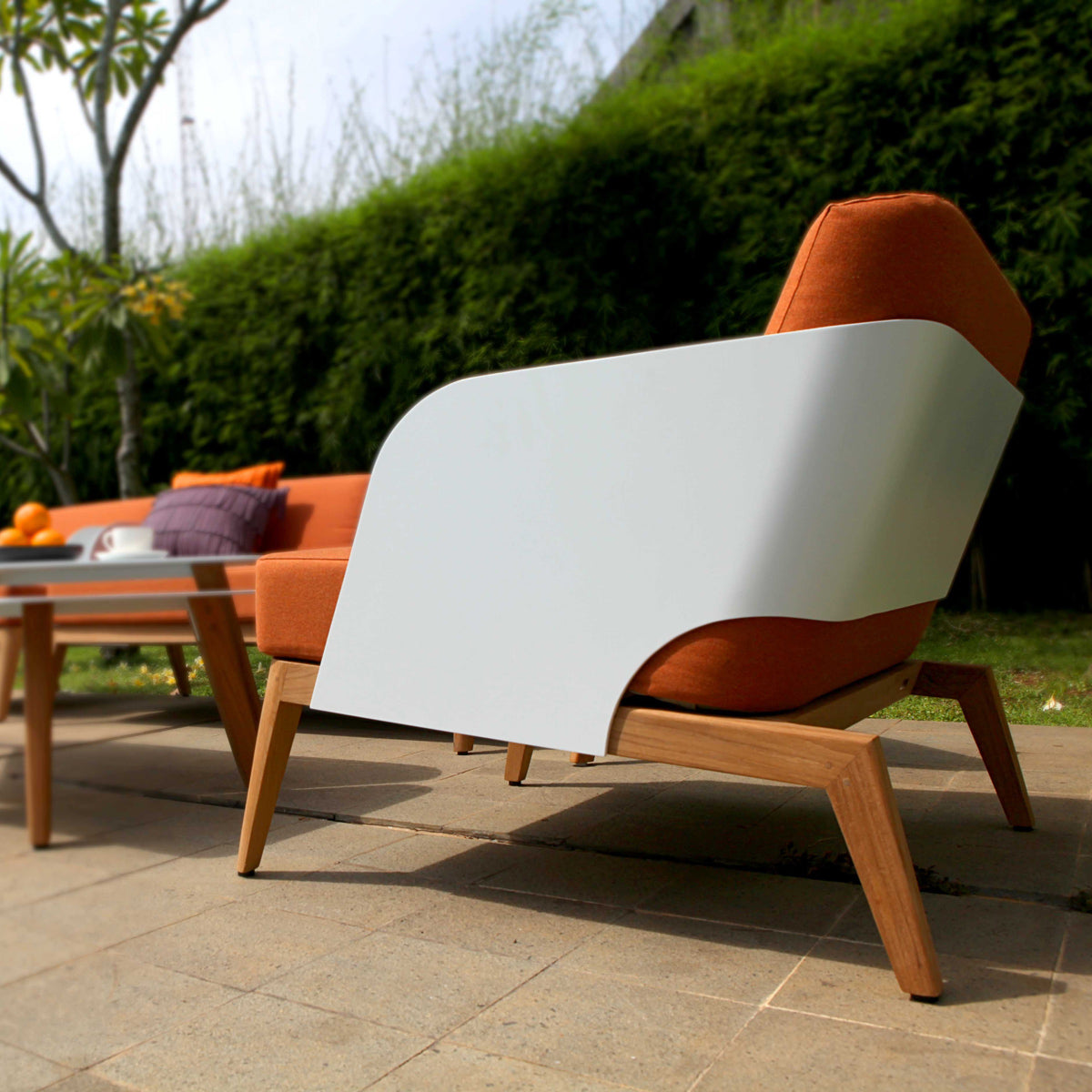 Kaat Teak 1-Seater Sofa by Mamagreen, showing kaat teak 1-seater sofa in live shot.