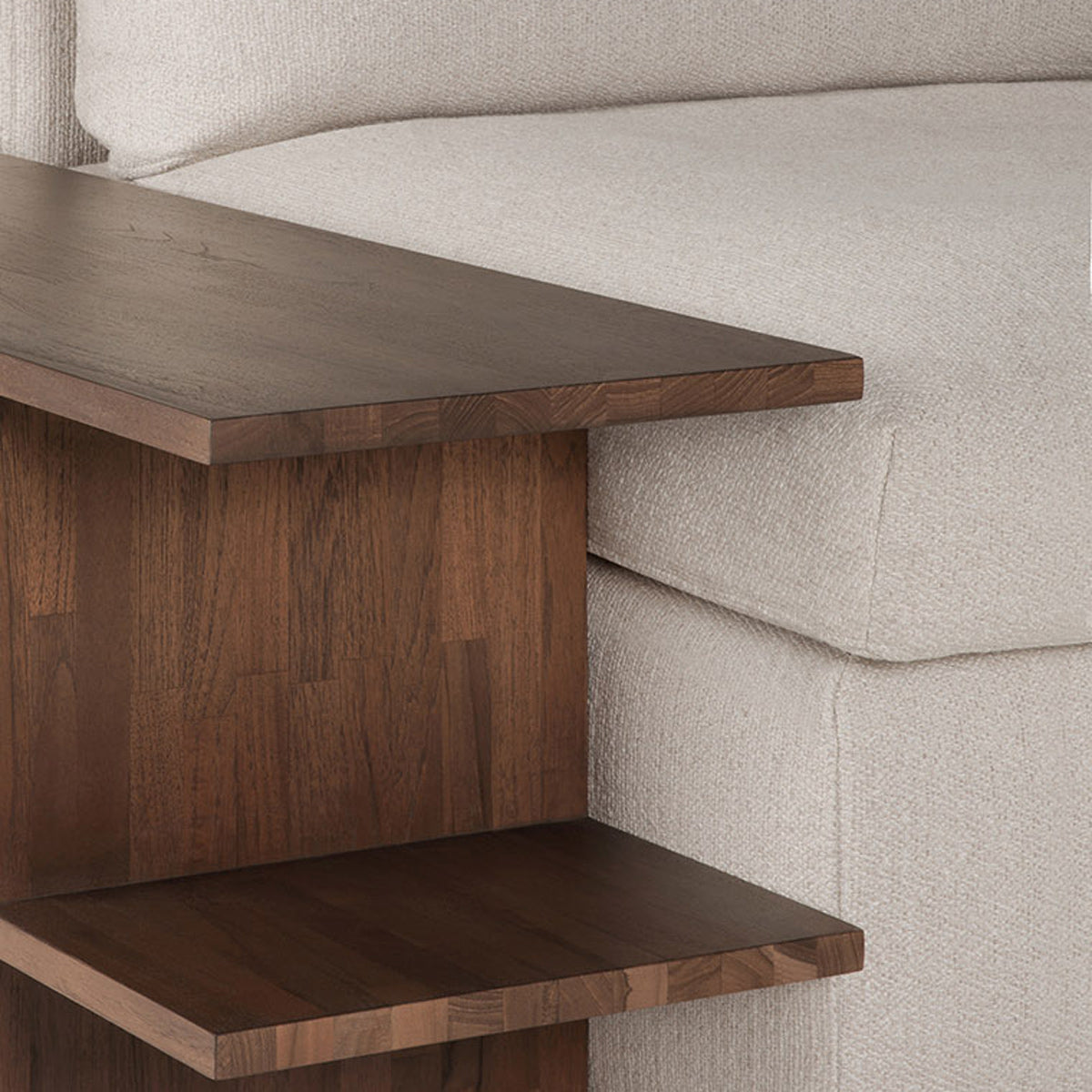 Kabuki Side Table by Ethnicraft, showing closeup view of kabuki side table in live shot.