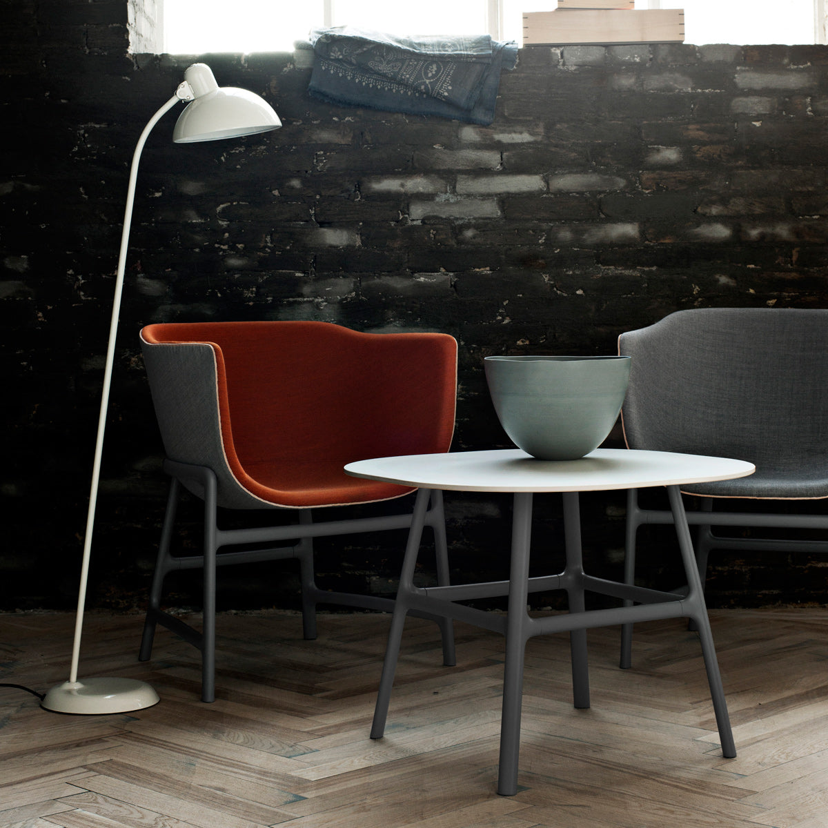 Kaiser Idell Floor Lamp by Fritz Hansen, showing kaiser idell floor lamp in live shot.