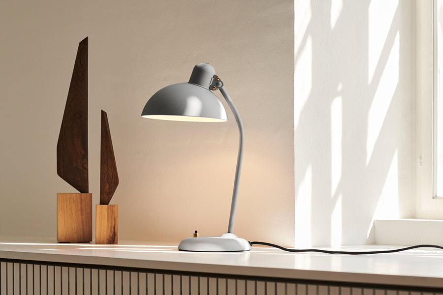Kaiser Idell Table Lamp by Fritz Hansen, showing kaiser idell table lamp in live shot.