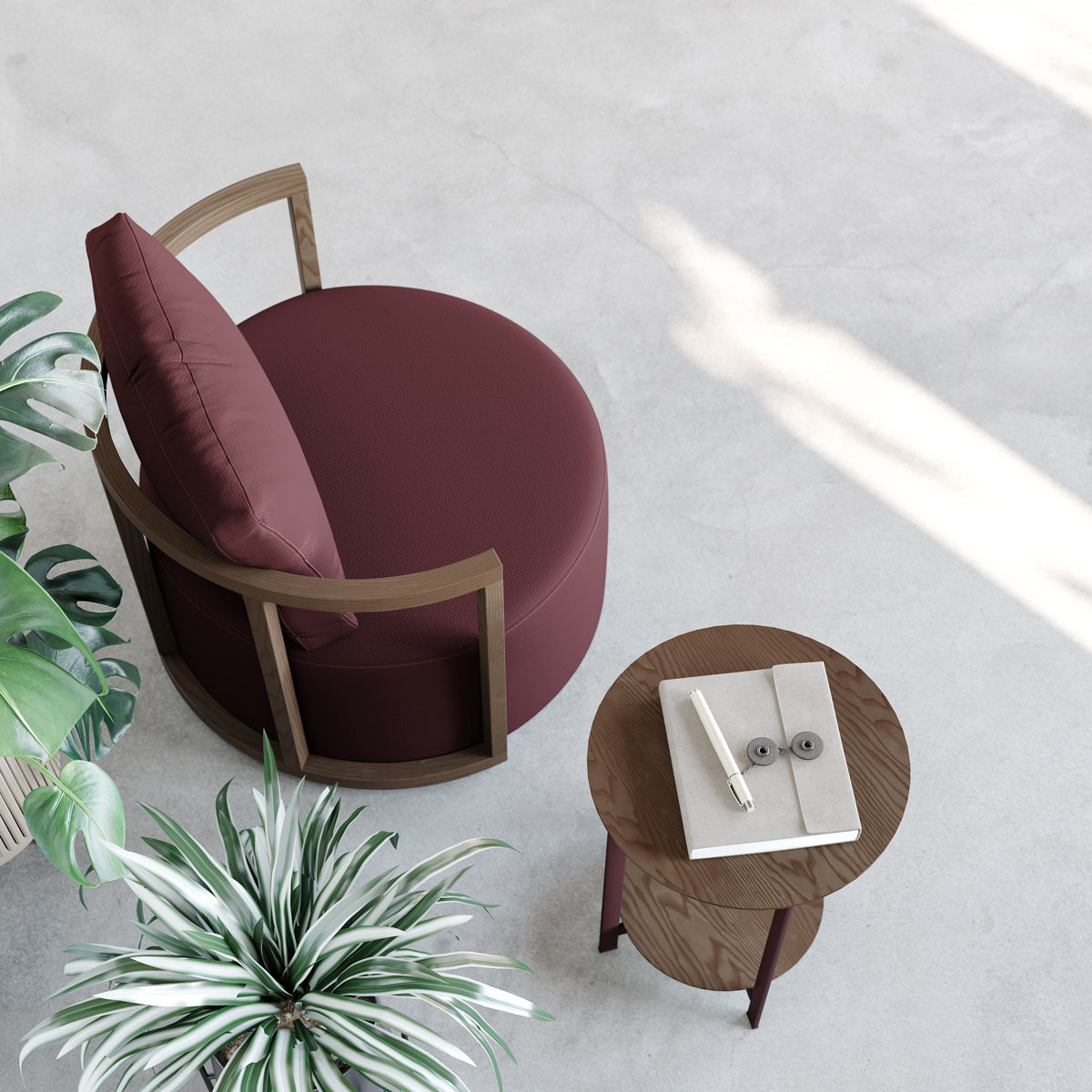 Kav Swivel Lounge Chair by B&T, showing kav swivel lounge chair in live shot.