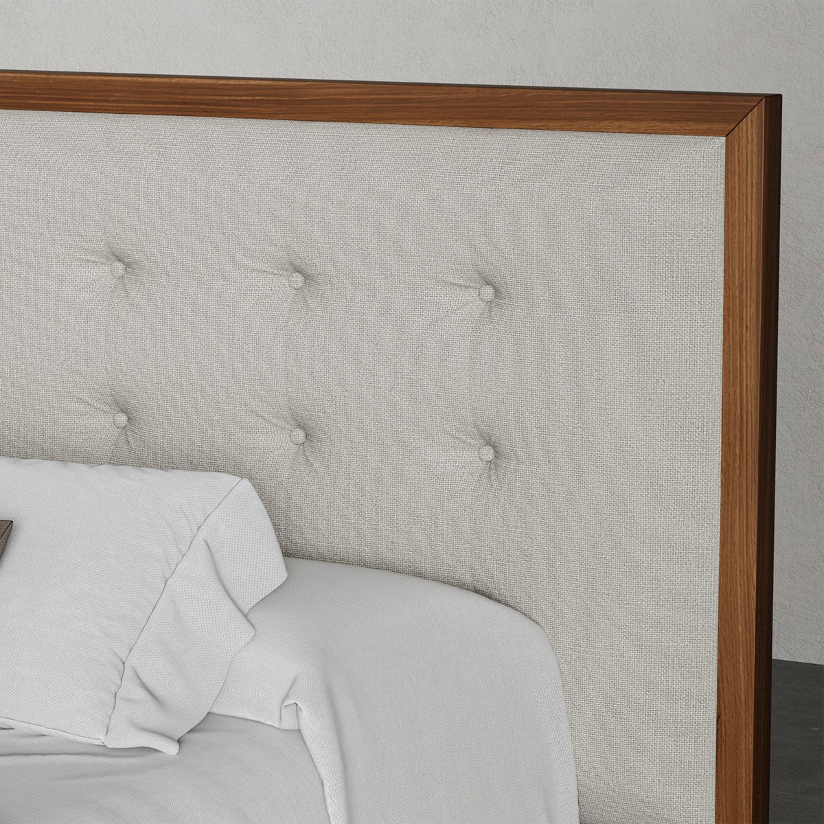 Kellen Bed by Viesso, showing closeup view of kellen bed in live shot.