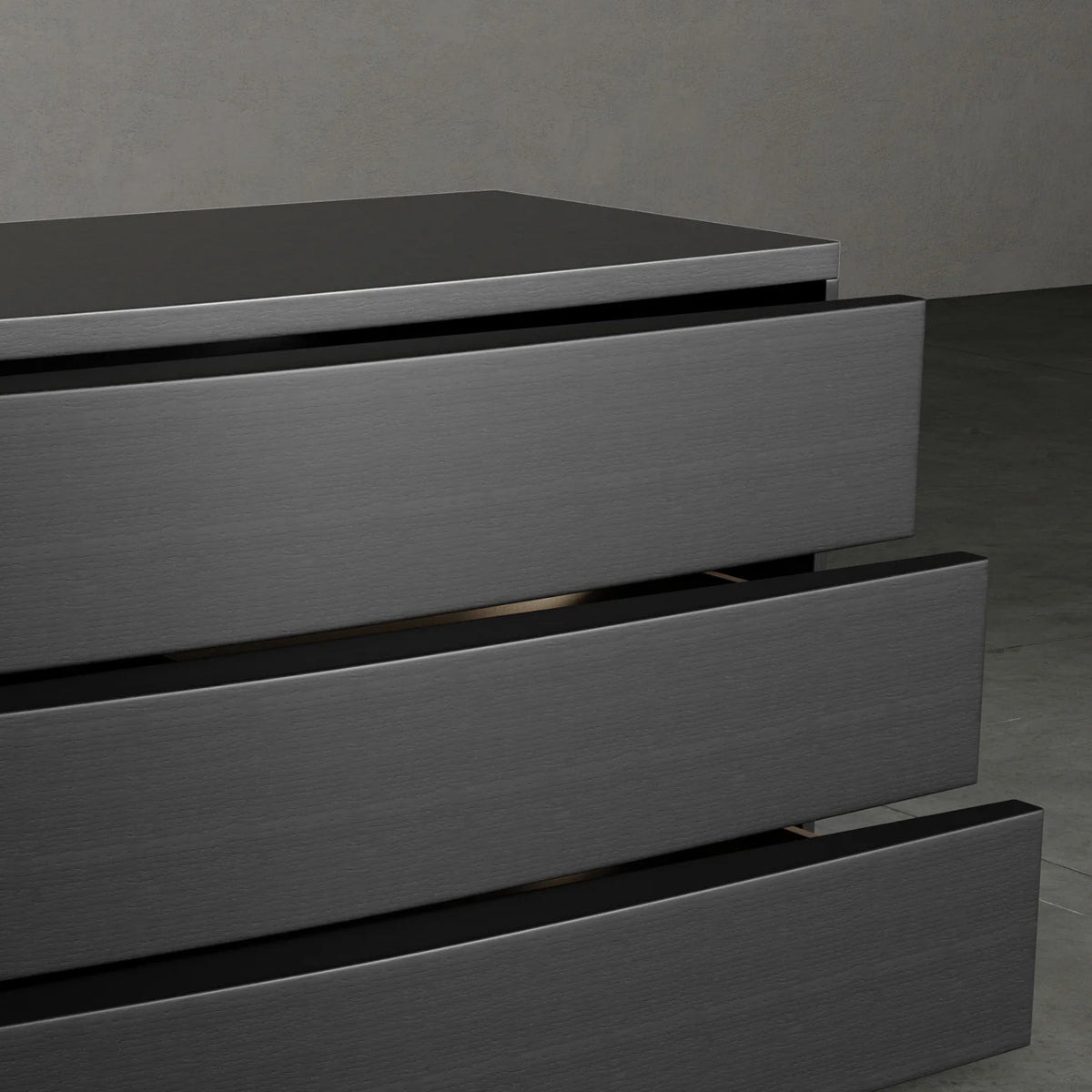 Kellen Dresser by Viesso, showing closeup view of kellen dresser in live shot.