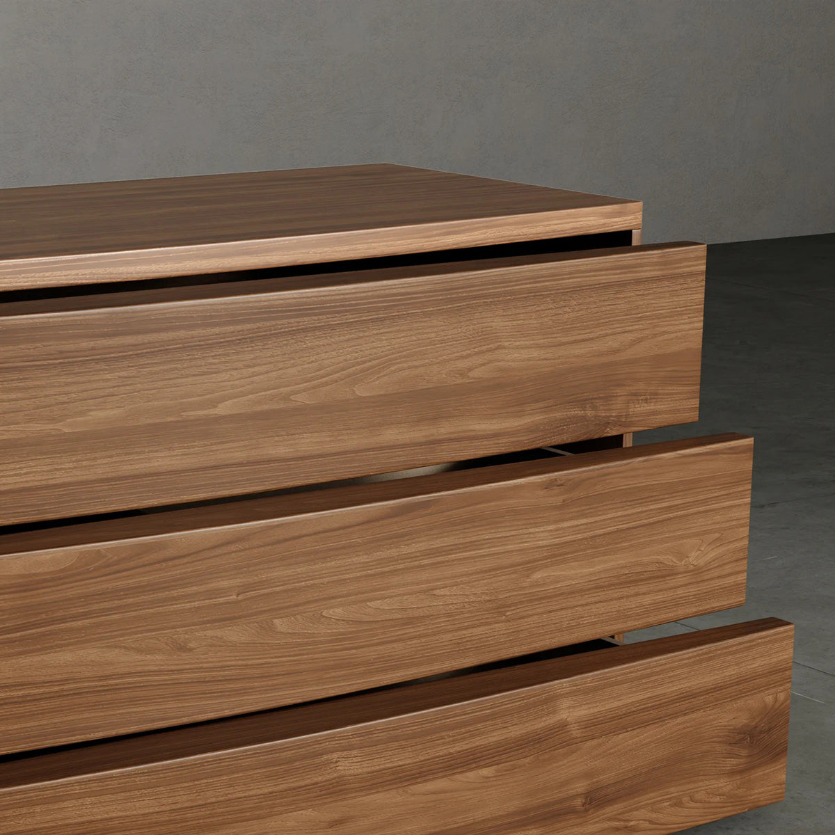 Kellen Dresser by Viesso, showing closeup view of kellen dresser in live shot.