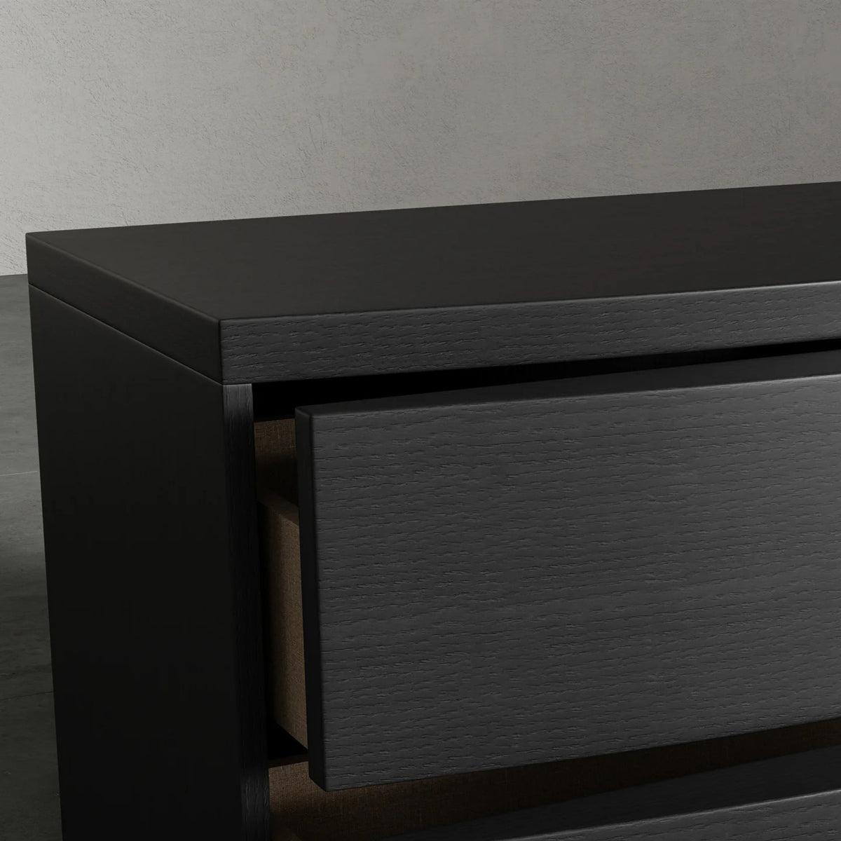 Kellen Nightstand by Viesso, showing closeup view of kellen nightstand in live shot.