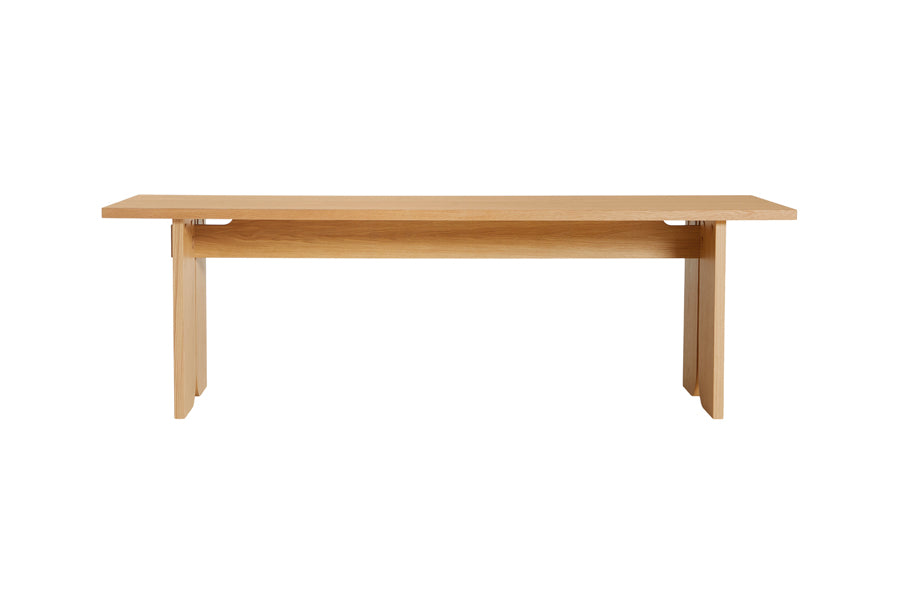 Kimono Dining Table by Woud, showing front view of kimono dining table in oak.